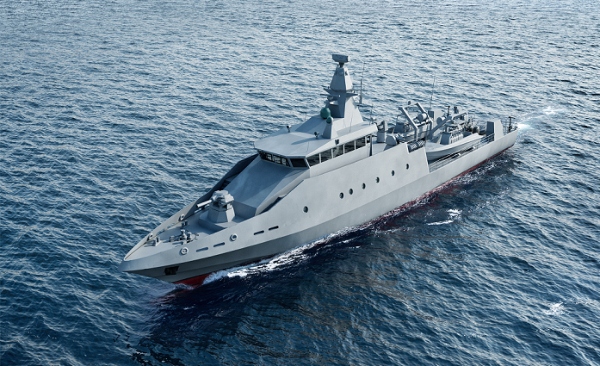 EDGE entity ADSB unveils a 51m offshore patrol vessel at Indo Defence 2022. Credit: EDGE